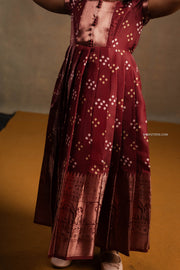 Maroon Bandhini Silk Dress - Mini