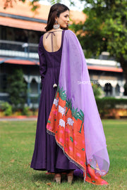 Violet Cotton Anarkali Dress