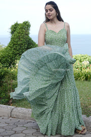 Emerald Meadow Georgette Maxi Dress