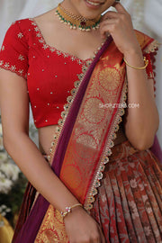 Scarlet Banarasi Silk Half Saree