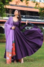Violet Cotton Anarkali Dress