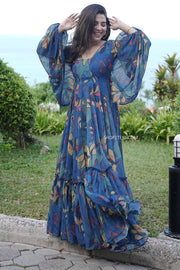 Azure Breeze Georgette Maxi Dress