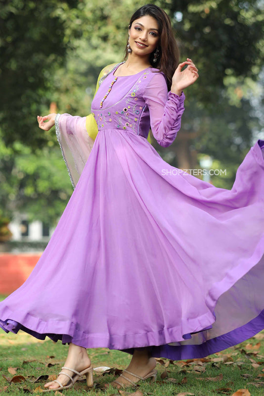 Lilac Georgette Anarkali Dress