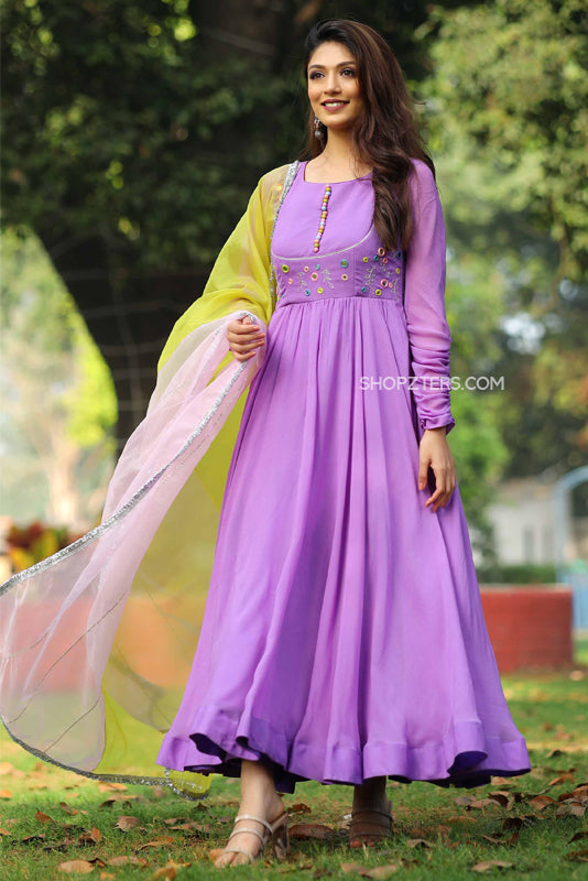 Lilac Georgette Anarkali Dress