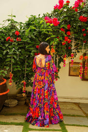 Multicolour Floral Georgette Maxi Dress