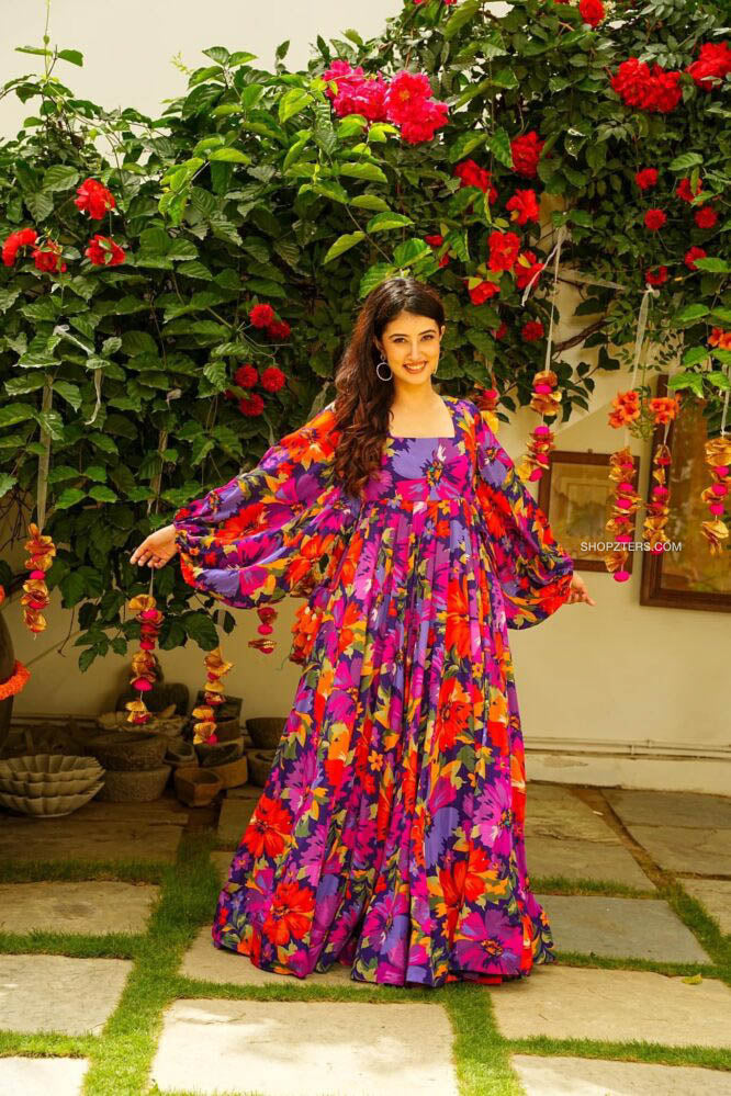 Multicolour Floral Georgette Maxi Dress
