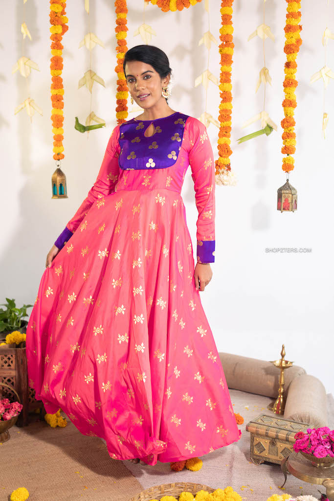 Pink Silk Anarkali Dress