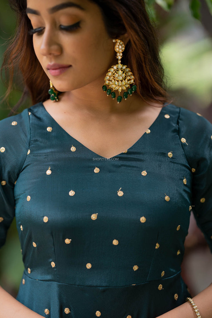 Jade Green Anarkali With Embroidered Butties