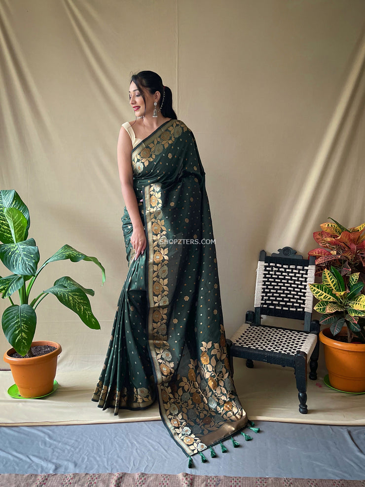 Soft Silk Saree With Floral Border