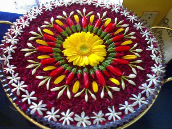Colorful Rangoli Designs With Flowers