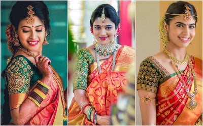 15 Brides Who Proved Green Is Still The Most Preferred Blouse Color For The Red Saree