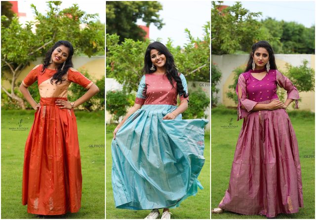 Green Narayanpet Cotton with Print work Gown – Shopin Di Apparels