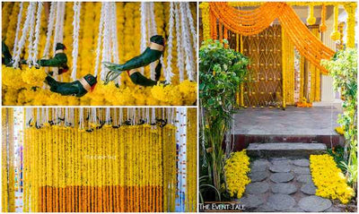 With Bright Hued Marigolds, This Setup By The Event Tale Is Decor Goals!