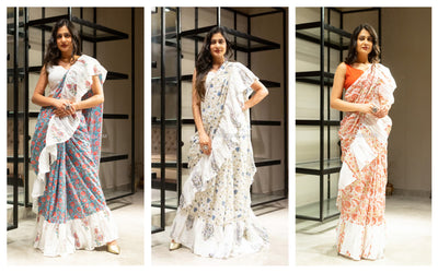 10 Exhilarating Floral Sarees With Beautiful Ruffles