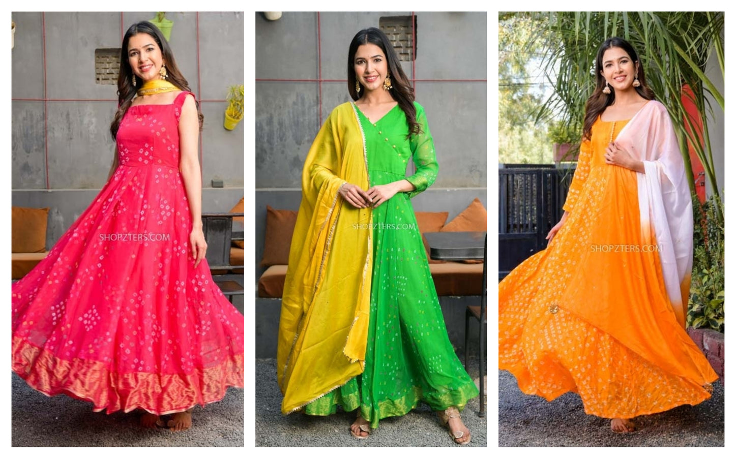 7 Bandhani Long Dresses with Dupatta that Blends in the Art of Elegance