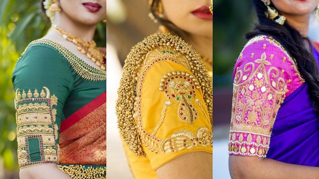 A Temple Blouse Collection With Intricate Architectural Designs & Carvings