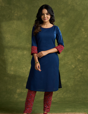 Smart Navy Blue Cotton Kurta