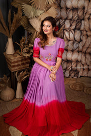 Lavender and red Georgette long dress