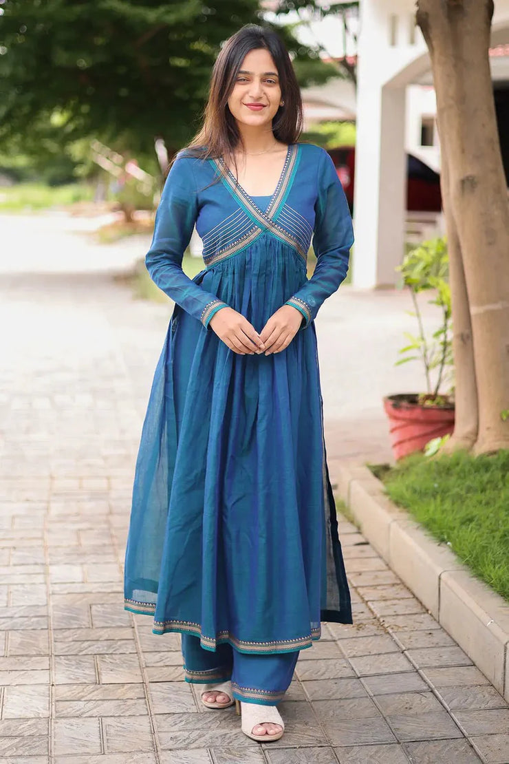 Peacock Blue Kurti Set