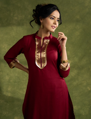 Graceful Maroon Rayon Flowy Kurta