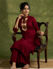 Graceful Maroon Rayon Flowy Kurta