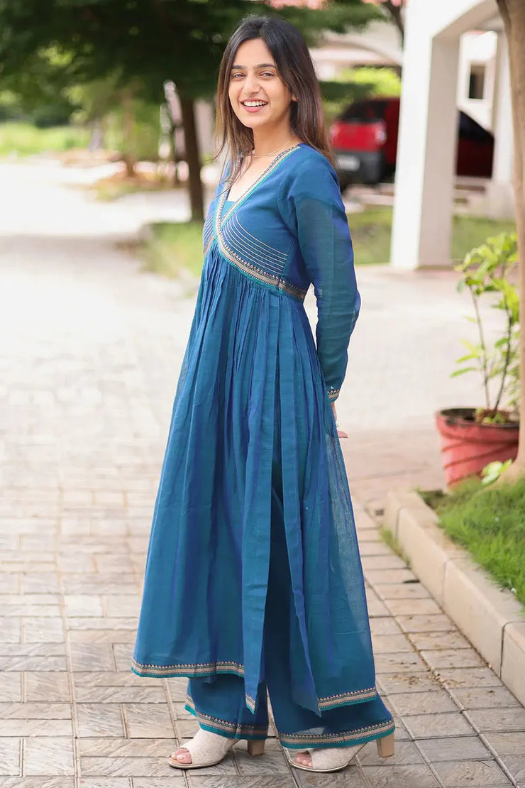 Peacock Blue Kurti Set