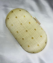 Kerala Print Oval shaped clutch with chain handle