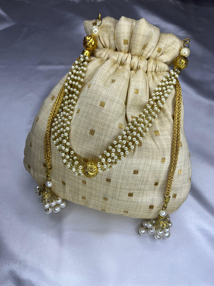 Kerala Print potli bag with chain handle