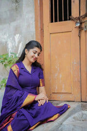 Purple Handloom Suit Set