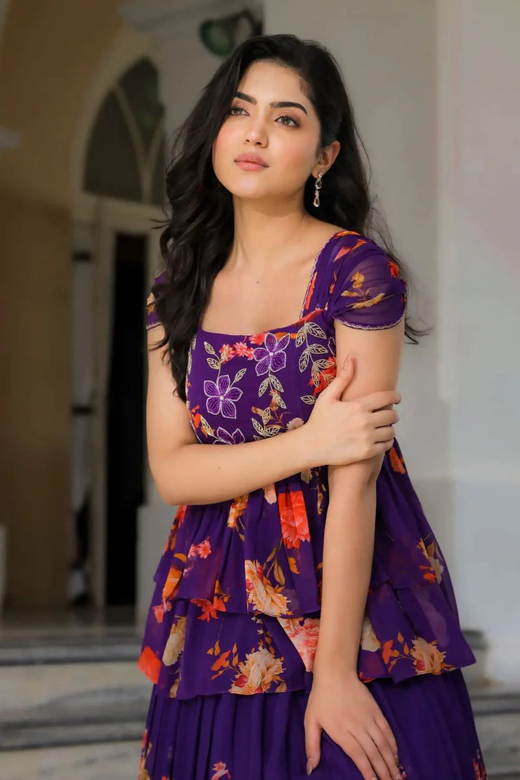 Purple IndoWestern Midi Dress