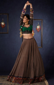 Elegant Ajrakh & Kalamkari Lehenga With Matching Blouse & Dupatta.