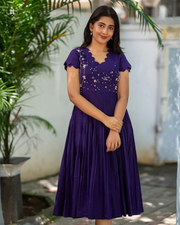 Galaxy Mul Cotton Midi(Dress) in Blue