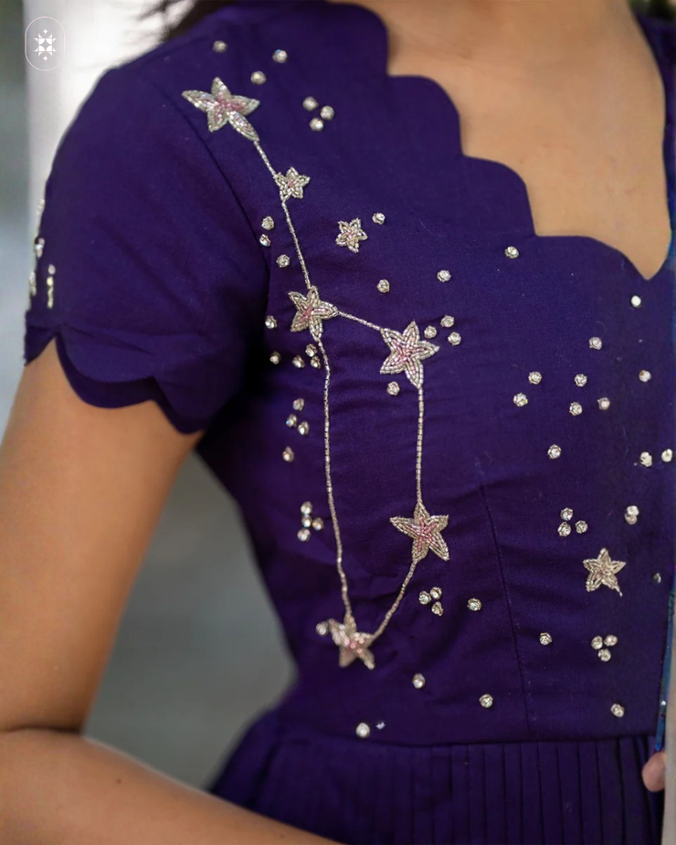 Galaxy Mul Cotton Midi(Dress) in Blue