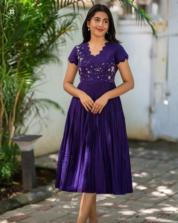 Galaxy Mul Cotton Midi(Dress) in Blue