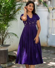 Galaxy Mul Cotton Midi(Dress) in Blue