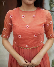 Tinyphool Kota Doria Midi(Dress) in Brown