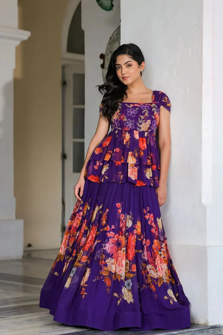 Purple IndoWestern Midi Dress