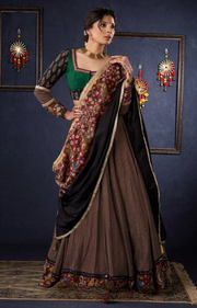 Elegant Ajrakh & Kalamkari Lehenga With Matching Blouse & Dupatta.