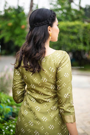 Moss Green Bandhini Kurta Set