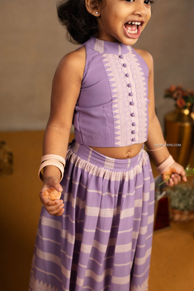 Lilac Skirt with Halter Neck Crop Top - Mini