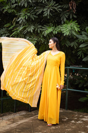 Yellow Angrakha Style Georgette Anarkali