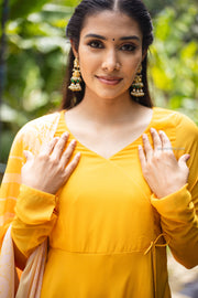 Yellow Angrakha Style Georgette Anarkali