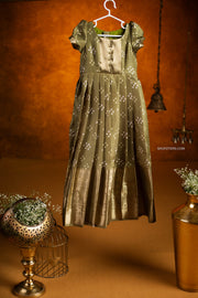 Green Bandhini Silk Dress - Mini