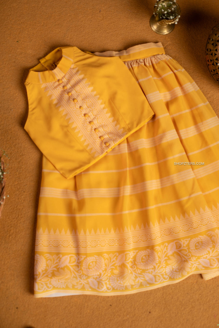 Yellow Skirt with Halter Neck Crop Top - Mini