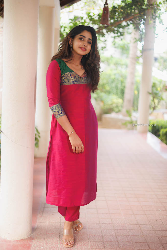 Magenta Chanderi Kurta Set