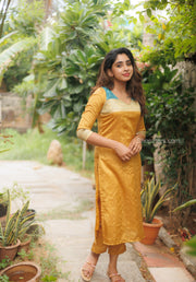 Mustard Yellow Chanderi Kurta Set