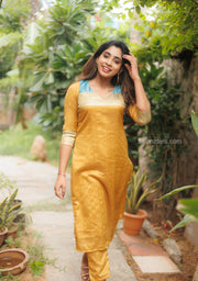 Mustard Yellow Chanderi Kurta Set
