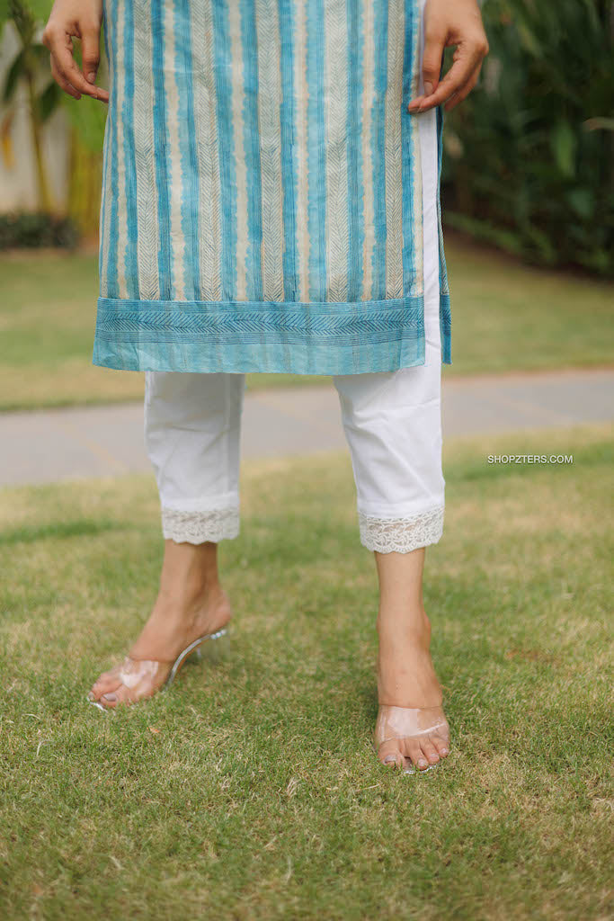 Blue Stripped Silk Kurta Set