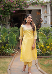 Pastel Yellow Chanderi Kurta Set