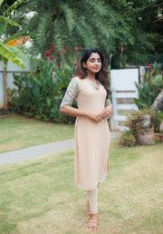 Ivory and Teal Georgette Kurti